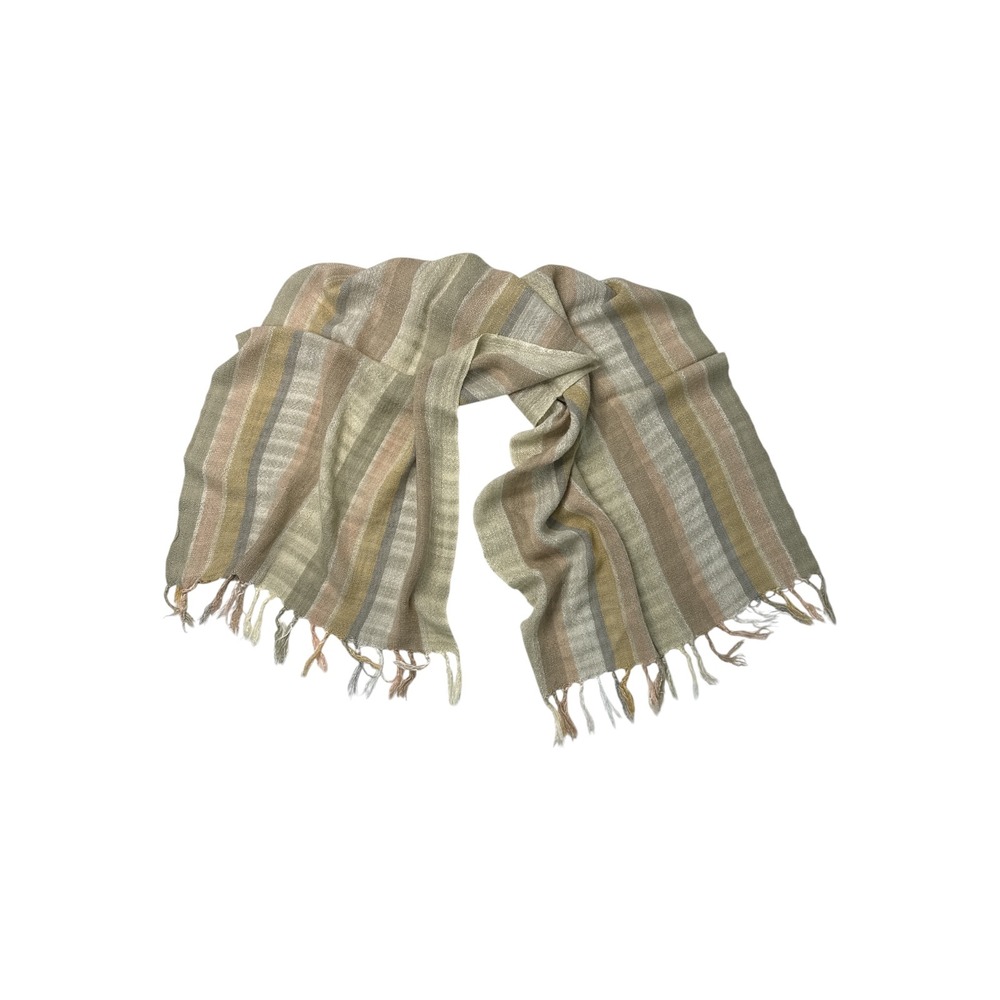 Boho Striped Wrap Scarf Womens OS Multicolor Woven Fringe Shawl - Picture 2 of 4